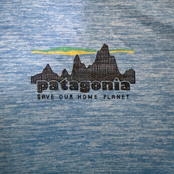 Patagonia Blue Capilene Cool Daily Skyline Graphic Hoodie Outdoor Women’s SZ Med - Picture 7 of 16